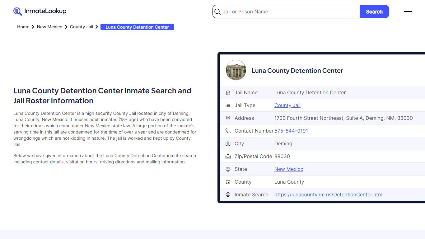 Luna County Detention Center Inmate Search and Jail ... - Inmate Lookup